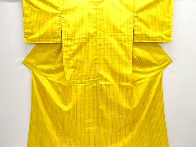 JAPANESE KIMONO / ANTIQUE ENSEMBLE KIMONO / SILK / YONEZAWA TSUMUGI / WOVEN GRID 